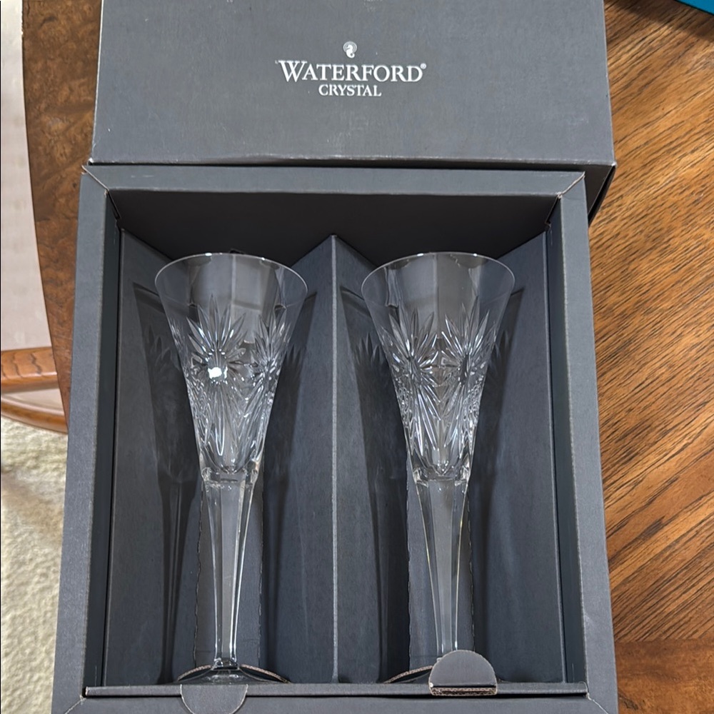 Waterford Crystal Gray Drinkware Set Elegant Dining Flutes